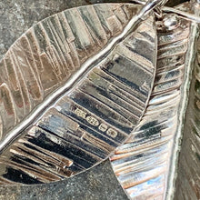 Load image into Gallery viewer, Silver textured leaf earrings