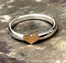 Load image into Gallery viewer, Sterling-silver-and-14ct-gold-filled-heart-stacking-ring