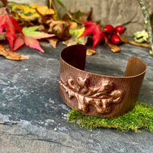 Load image into Gallery viewer, Copper oak leaf cuff bracelet. One of a kind