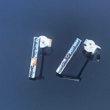 Load image into Gallery viewer, Solid sterling silver and gold bar stud earrings