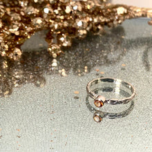 Load image into Gallery viewer, Sparkling Citrine and silver, flower patterned stacking ring