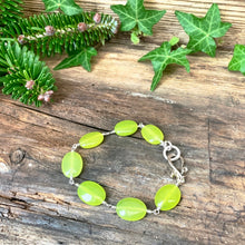 Load image into Gallery viewer, Lime green Chrysolite and Sterling silver bracelet