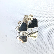 Load image into Gallery viewer, Dainty Silver heart stud earrings.