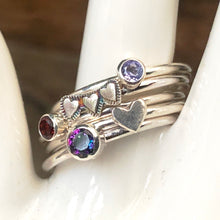 Load image into Gallery viewer, Plain band 3mm round Gemstone stacking rings. Made to order