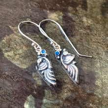 Load image into Gallery viewer, Peacock earrings set with blue cubic zirconia