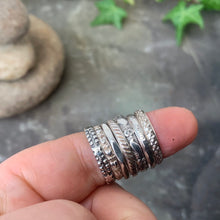 Load image into Gallery viewer, Textured, patterned, Sterling silver stacking rings.