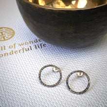 Load image into Gallery viewer, Solid sterling silver and gold circle stud earrings