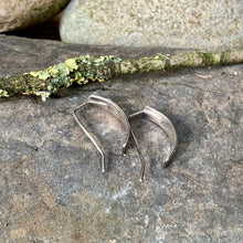 Load image into Gallery viewer, Silver crosshatch texture, half hoop earrings