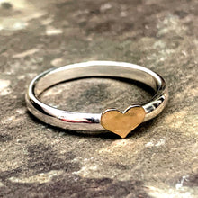 Load image into Gallery viewer, Sterling-silver-and-14ct-gold-filled-heart-stacking-ring
