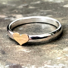 Load image into Gallery viewer, Sterling-silver-and-14ct-gold-filled-heart-stacking-ring