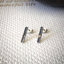 Load image into Gallery viewer, Solid sterling silver and gold bar stud earrings