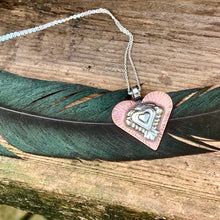 Load image into Gallery viewer, Silver and copper heart necklace