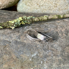 Load image into Gallery viewer, Silver crosshatch texture, half hoop earrings