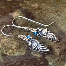 Load image into Gallery viewer, Peacock earrings set with blue cubic zirconia