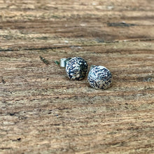 Load image into Gallery viewer, Silver textured moon stud earrings