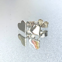 Load image into Gallery viewer, Dainty Silver heart stud earrings.