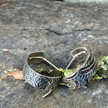 Load image into Gallery viewer, Silver bohemian texture, half hoop earrings