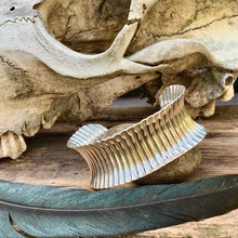 Load image into Gallery viewer, Sterling silver corrugated cuff bracelet