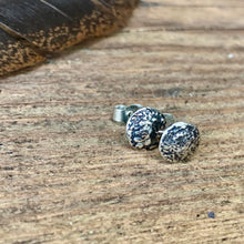 Load image into Gallery viewer, Silver textured moon stud earrings