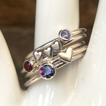 Load image into Gallery viewer, Plain band 3mm round Gemstone stacking rings. Made to order