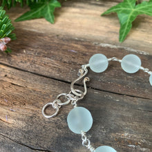 Load image into Gallery viewer, Pale blue, frosted glass and Sterling silver bracelet