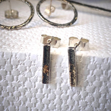 Load image into Gallery viewer, Solid sterling silver and gold bar stud earrings