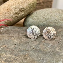 Load image into Gallery viewer, Silver textured round stud earrings