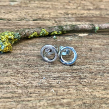 Load image into Gallery viewer, Silver circle stud earrings
