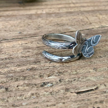 Load image into Gallery viewer, Adjustable sterling silver Butterfly ring. Made to order
