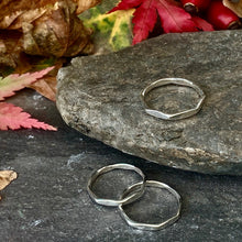 Load image into Gallery viewer, Silver faceted, geometric, hammered ring
