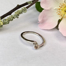Load image into Gallery viewer, Sterling silver and champagne zirconia ring - UK size O
