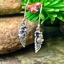 Load image into Gallery viewer, Peacock earrings set with blue cubic zirconia
