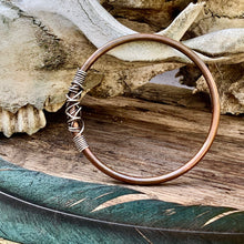 Load image into Gallery viewer, Copper and sterling silver bangle.
