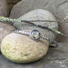 Load image into Gallery viewer, Sterling silver and Prehnite stacking bangle
