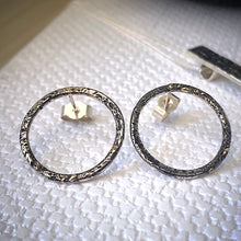 Load image into Gallery viewer, Solid sterling silver and gold circle stud earrings
