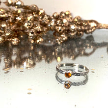 Load image into Gallery viewer, Sparkling Citrine and silver, flower patterned stacking ring
