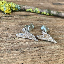 Load image into Gallery viewer, Silver textured hearts stud earrings
