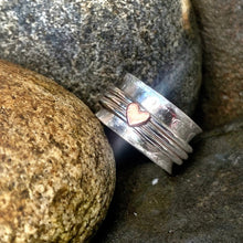 Load image into Gallery viewer, Sterling silver, heart spinner ring. UK size N1/2
