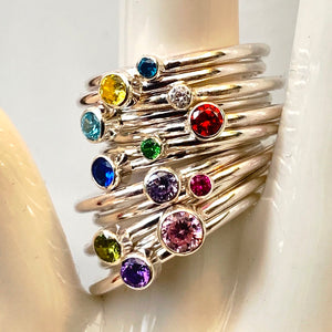 Birthstone stacking rings 4mm