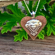 Load image into Gallery viewer, Silver and copper heart necklace
