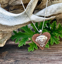 Load image into Gallery viewer, Silver and copper heart necklace
