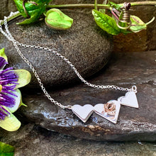 Load image into Gallery viewer, Triple heart and Rosebud Necklace
