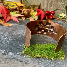 Load image into Gallery viewer, Copper oak leaf cuff bracelet. One of a kind
