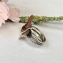 Load image into Gallery viewer, Sterling silver and copper Butterfly ring- UK size O
