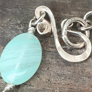 Teal blue Agate and Sterling silver bracelet