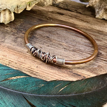 Load image into Gallery viewer, Copper and sterling silver bangle.
