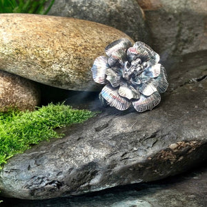 Sterling silver, flower statement ring. UK size P